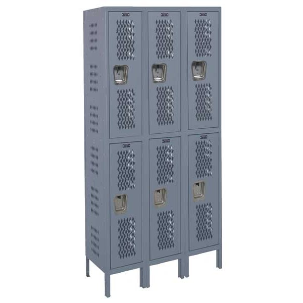 Wardrobe Locker, 36 in W, 12 in D, 78 in H, (2) Tier, (3) Wide, Dark Gray
