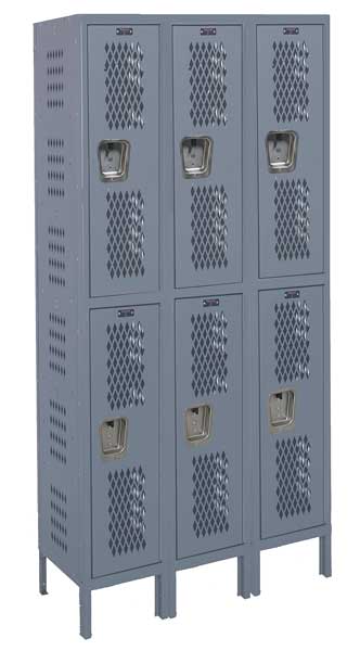 Wardrobe Locker, 36 in W, 15 in D, 78 in H, (2) Tier, (3) Wide, Dark Gray