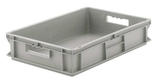 Straight Wall Container, Gray, Polypropylene, 23 3/4 in L, 16 in W, 9 in H