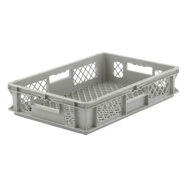 Straight Wall Container, Gray, Polypropylene, 15 3/4 in L, 12 in W, 9 in H