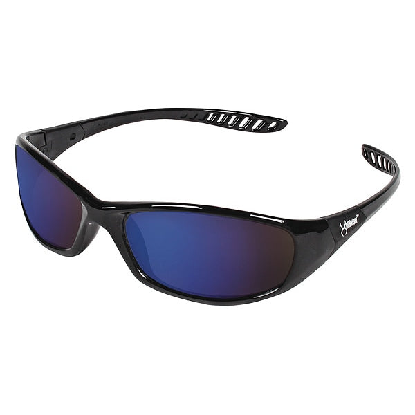 Safety Glasses, Wraparound Blue Mirror Polycarbonate Lens, Scratch-Resistant