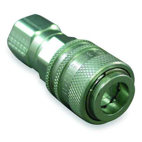Hydraulic Quick Connect Hose Coupling, Steel Body, Push-to-Connect Lock, 7/16