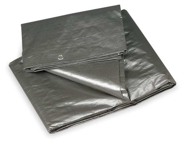 Tarp, 12 x 16 ft, 10.5 mil, Polyethylene, Heavy Duty, Silver/Black