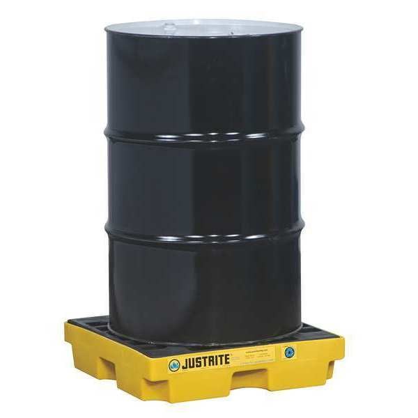 Drum Spill Containment Pallet, 12 gal Spill Capacity, 1 Drum, 1250 lb, Recycled Polyethylene