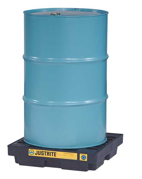 Drum Spill Containment Pallet, 12 gal Spill Capacity, 1 Drum, 1,250 lb, Recycled Polyethylene