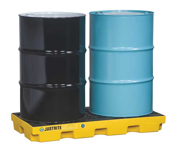 Drum Spill Containment Pallet, 24 gal Spill Capacity, 2 Drum, 2500 lb, Recycled Polyethylene