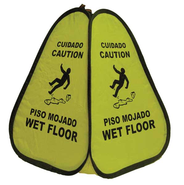 Safety Cone, 16 in Height, 12 1/2 in Width, Cloth, Square, English, Spanish