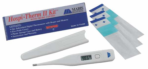 Digital Thermometer, Oral, 5 In. L, Dual
