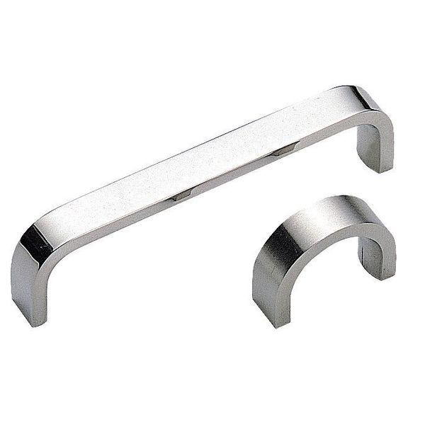 Pull Handle, Polished, 3-11/32 In. H, Polished, Threaded Holes