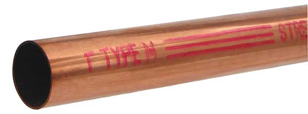 Straight Copper Tubing, 5/8 in Outside Dia, 2 ft Length, Type M