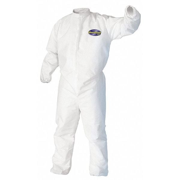 Collared Disposable Coveralls, Xl, 25 PK, White, SMS, 1