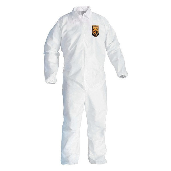 Collared Disposable Coveralls, 20 PK, White, SMMMS, Zipper