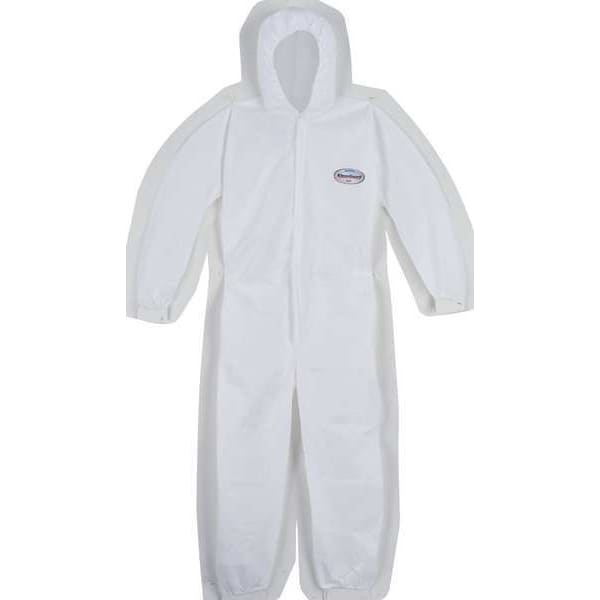 Hooded Disposable Coveralls, 24 PK, White, SMMMS, Zipper