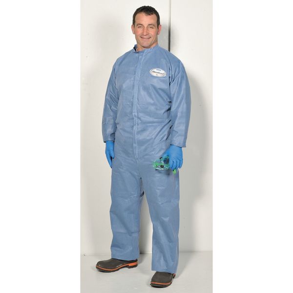 Collared Disposable Coveralls, 24 PK, Blue, SMMMS, Zipper