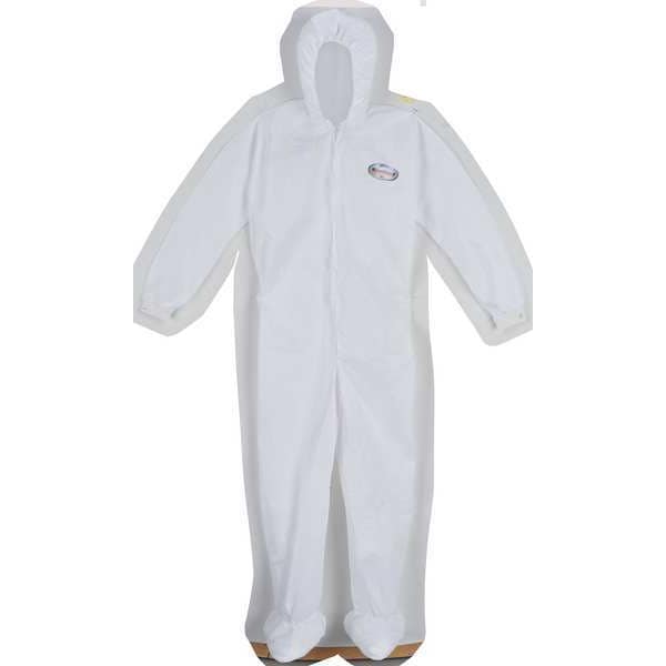 Hooded Disposable Coveralls, 2XL, 24 PK, White, SMS, zipper