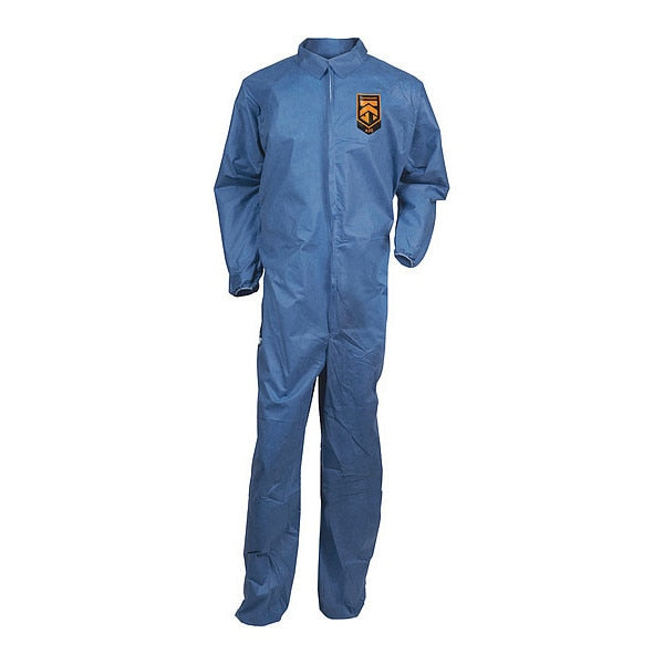 Collared Disposable Coveralls, 24 PK, Blue, SMMMS, Zipper