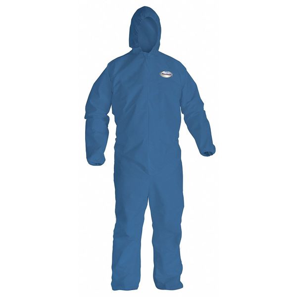 Hooded Disposable Coveralls, M, 24 PK, Blue, SMS, zipper