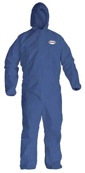 Hooded Disposable Coveralls, M, 24 PK, Blue, SMS, zipper