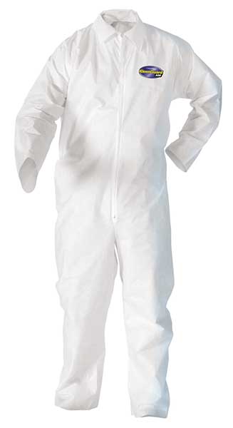 Disposable Coveralls, M, 24 PK, White, SMS, zipper