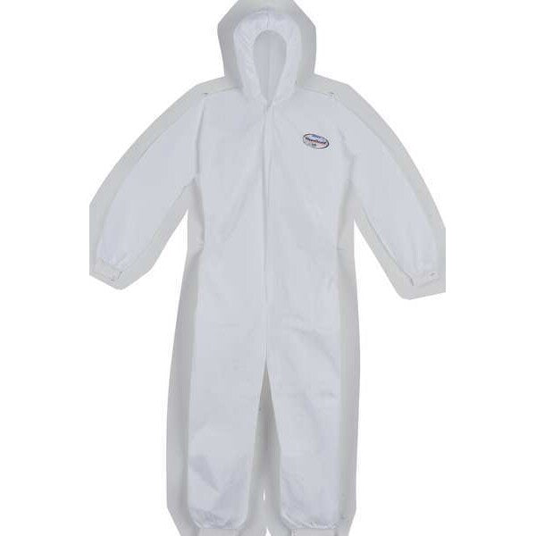 Hooded Disposable Coveralls, Xl, 25 PK, White, SMS, 1