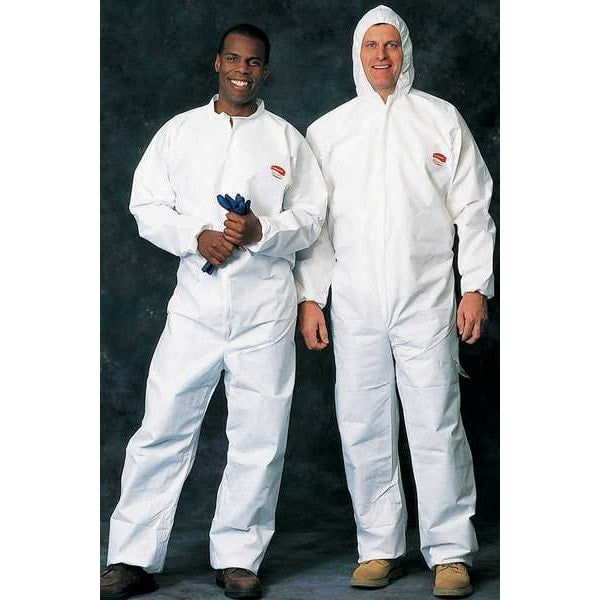 Collared Disposable Coveralls, Xl, 25 PK, White, SMS, 1