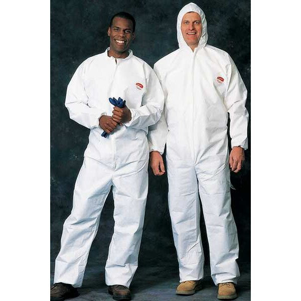 Hooded Disposable Coveralls, Xl, 25 PK, White, SMS, 1