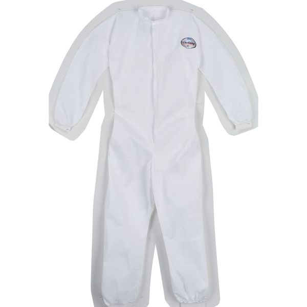 Collared Disposable Coveralls, 2XL, 25 PK, White, SMS, 1