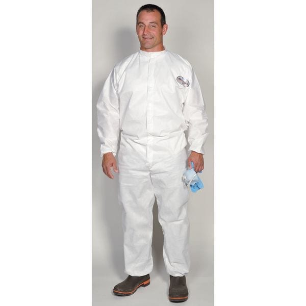 Collared Disposable Coveralls, Xl, 25 PK, White, SMS, 1