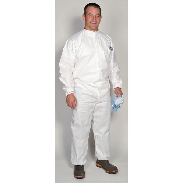 Collared Disposable Coveralls, L, 25 PK, White, SMS, 1