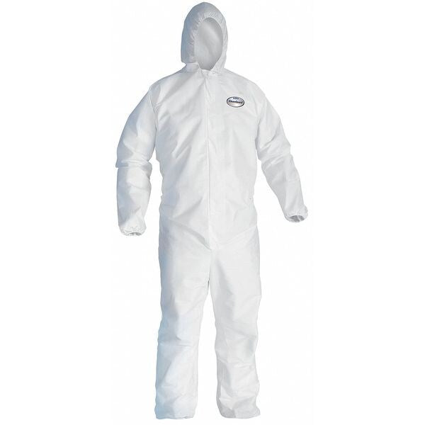 Hooded Disposable Coveralls, Xl, 25 PK, White, SMS, 1