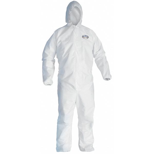 Hooded Disposable Coveralls, M, 25 PK, White, SMS, 1