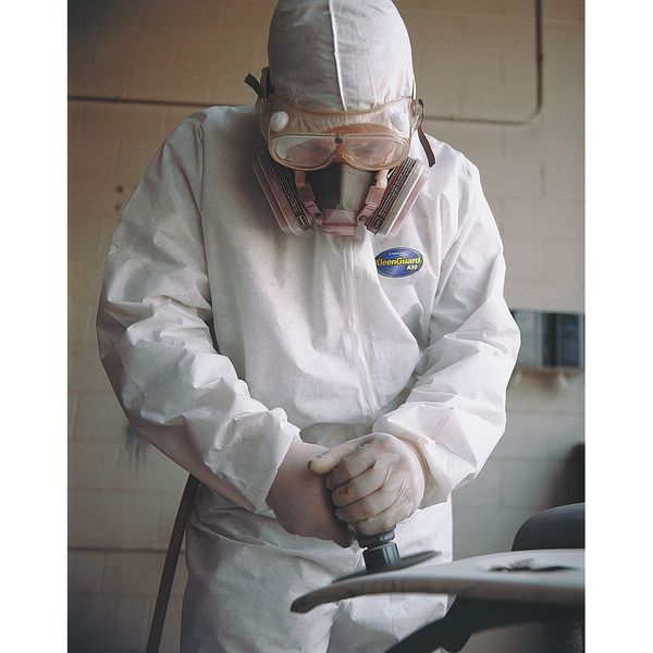 Hooded Disposable Coveralls, M, 25 PK, White, SMS, 1