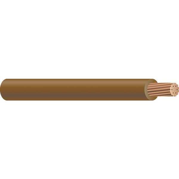 Building Wire, THHN, 2 AWG, 500 ft, Brown, Nylon Jacket, PVC Insulation