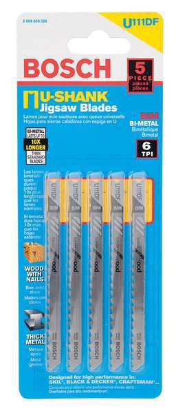 Jigsaw Blade, U-Shank, 4 In. L, PK5