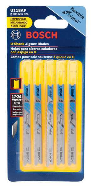 Jigsaw Blade, 2-3/4 In. L, U-Shank, PK5