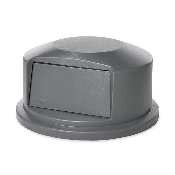 Brute Trash Can Top, Round, Dome with Push Door, Fits 44 gal Cans, 24 3/4 in Dia, Gray