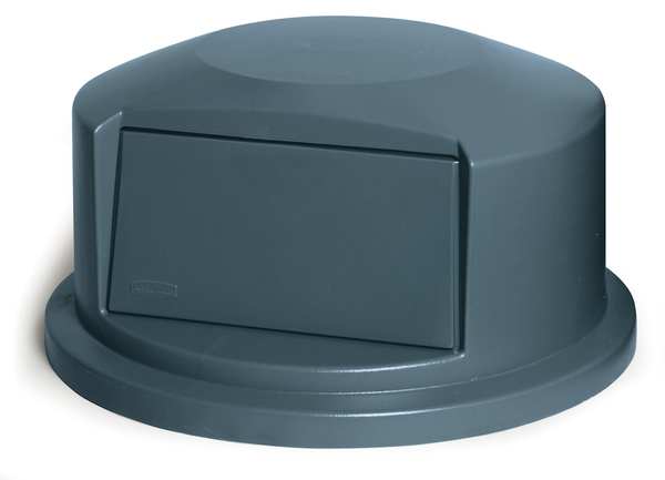 Brute Trash Can Top, Round, Dome with Push Door, Fits 44 gal Cans, 24 3/4 in Dia, Gray