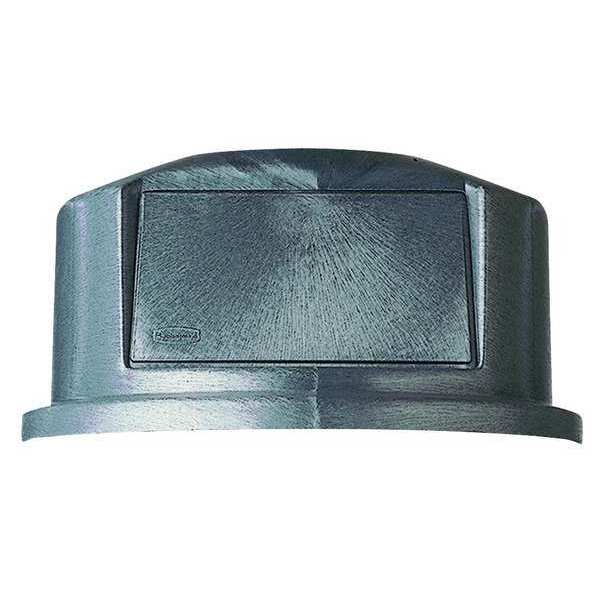 32 gal Dome with Push Door Trash Can Lid, 22 3/4 in W/Dia, Gray, Resin, 1 Openings