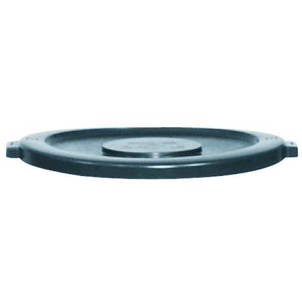 Brute Trash Can Top, Round, Flat, Fits 44 gal Container Cap, 24 1/2 in Dia, Gray