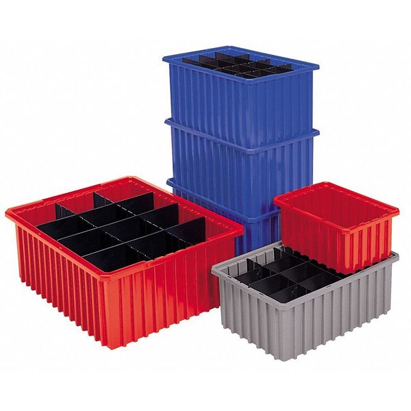 Divider Box, Gray, Industrial Grade Polymer, 16 1/2 in L, 10 7/8 in W, 8 in H