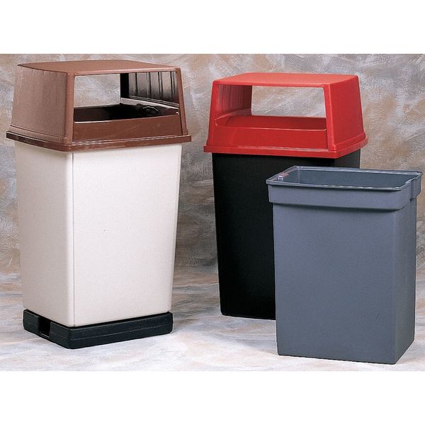 56 gal Canopy Trash Can Top, 23 in W/Dia, Brown, Resin, 2 Openings