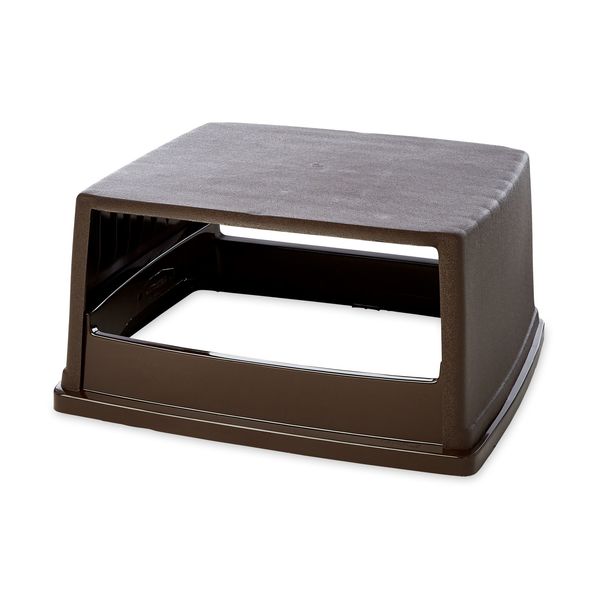 56 gal Canopy Trash Can Top, 23 in W/Dia, Brown, Resin, 2 Openings