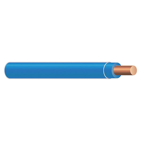 Building Wire, THHN, 12 AWG, 500 ft, Blue, Nylon Jacket, PVC Insulation