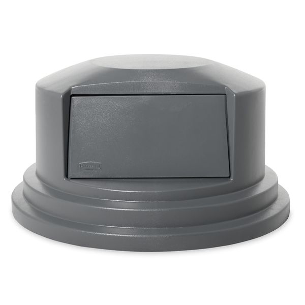 55 gal Dome with Push Door Trash Can Lid, 27 1/4 in W/Dia, Gray, Resin, 1 Openings