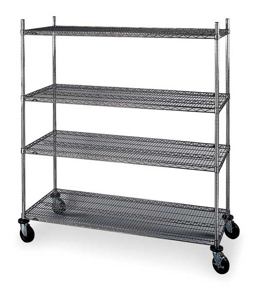 Wire Cart, 24 In. W, 48 In. L, Chrome