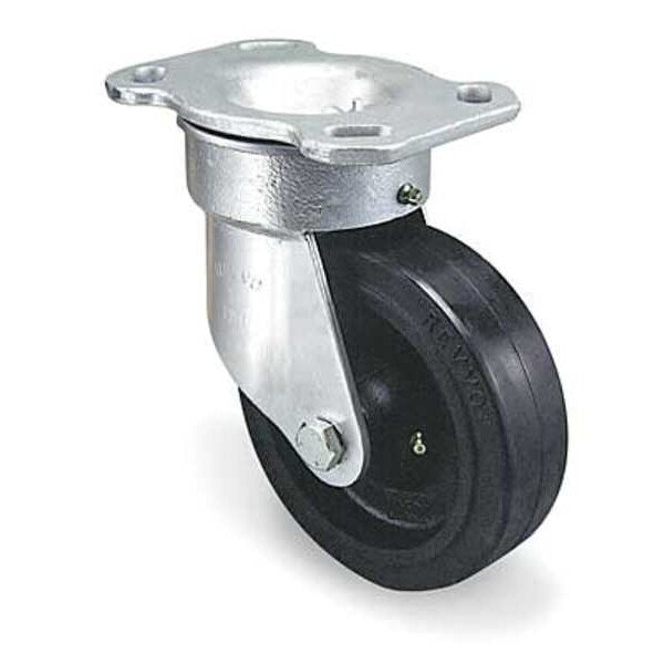 Kingpinless Plate Caster, Swivel, Rubber, 8 in., 1200 lb.