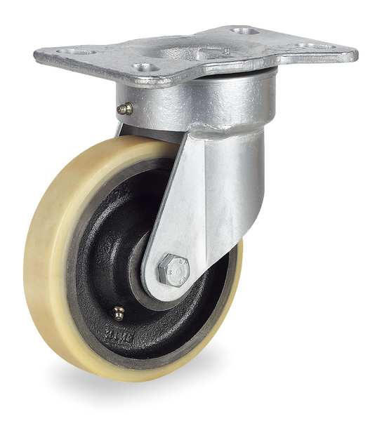 Kingpinless Plate Caster, Swivel, Poly, 6 in, 1600 lb, A