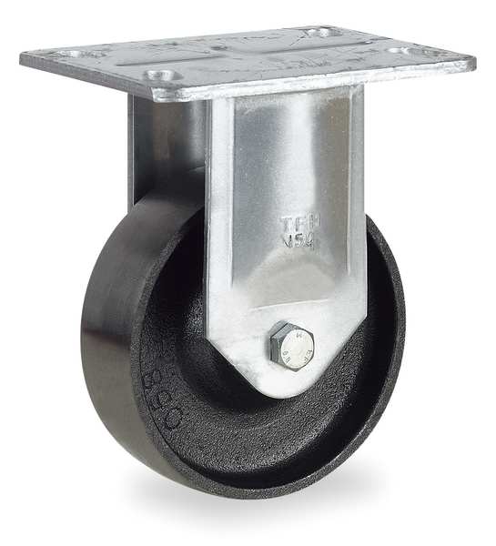 Plate Caster, Rigid, Cast Irn, 5 in, 1400 lb