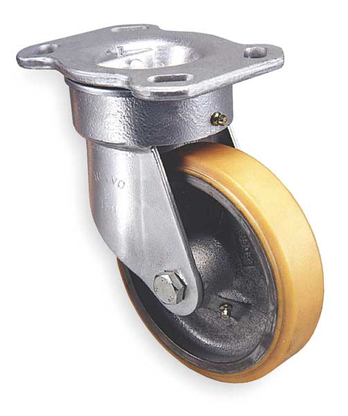 Kingpinless Plate Caster, Swivel, Poly, 10 in, 2640 lb
