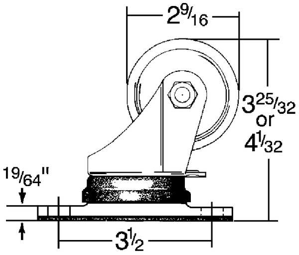 Invertd Ar Cargo Swivl Castr, Nyln, 450 lb
